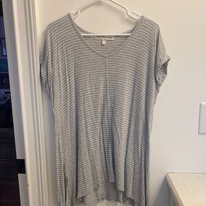 Gray Striped Women's Short Sleeve Tee